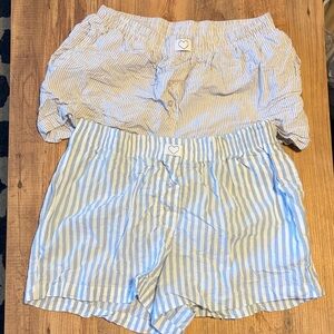 Striped Blue and White Boxer Shorts Set
